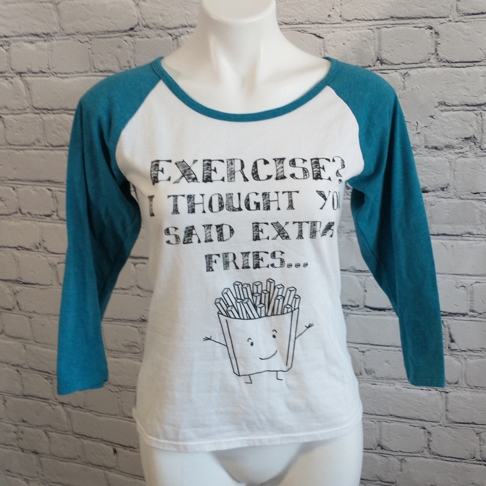 "Exercise -I Thought You Said Extra Fries" Raglan Tee 🍟